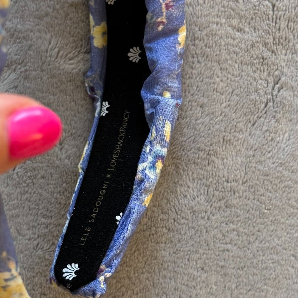 Lele Sadoughi x LoveShackFancy Floral Knot Headband in Blue Jay - Picture 7 of 9